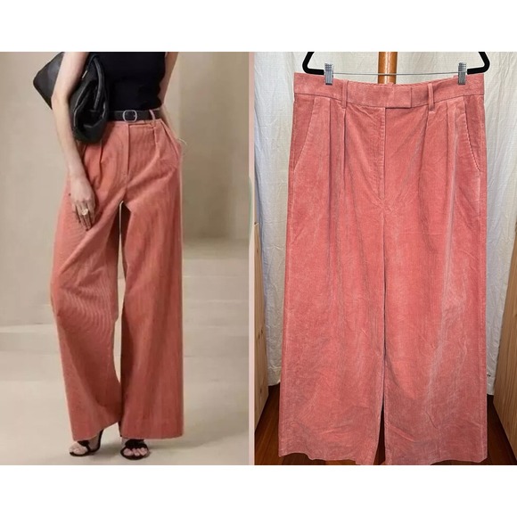 NEW Banana Republic Rivoli Wide Leg Wide Wale Corduroy Pants 16 Velvety‎ Pink - Picture 1 of 11